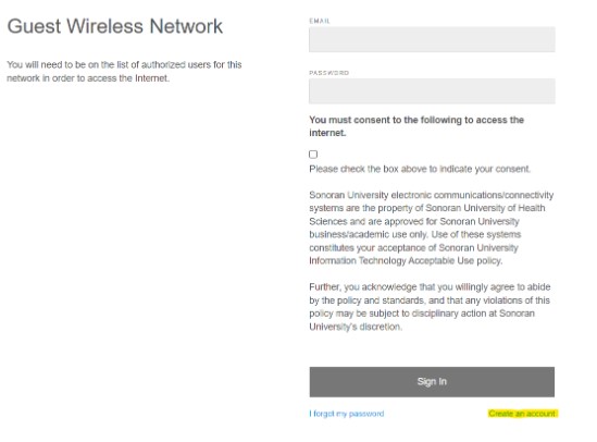 Sonoran Guest Wireless Consent